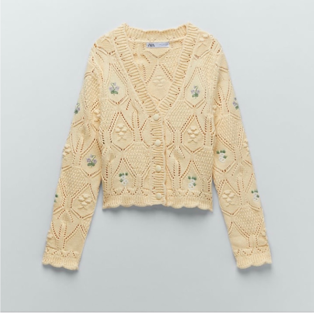 ZARA Floral Knit Jacket